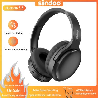 ZZOOI Siindoo JH-ANC918B Active Noise Cancelling Wireless Headphone Over Ear With Mic HiFi Stereo Headset Deep Bass BT 5.3 for PC TV