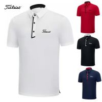 Titleist เสื้อยืดกอล์ฟแขนสั้นออกแบบได้เองเสื้อผ้าผู้ชายสำหรับใส่กลางแจ้งเสื้อแบบหลวมฤดูร้อนเสื้อโปโลสินค้าใหม่