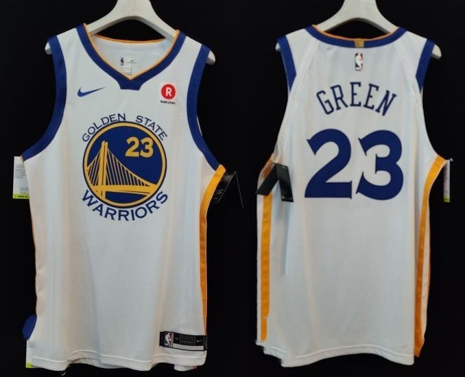 Men's Nike Draymond Green White Golden State Warriors Authentic Badge  Jersey - Association Edition