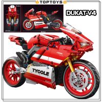 [TOPTOYS]DUKAT-V4 T3043 โมเดลบล็อกตัวต่อรถจักรยานยนต์ ของเล่นสําหรับเด็กผู้ชาย