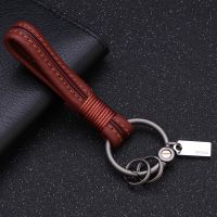 【YF】♣ஐ  Luxury Lambskin Chain Leather Woven Rope Men Keychains Classic Car for Holder Best Xmas Dropshipping