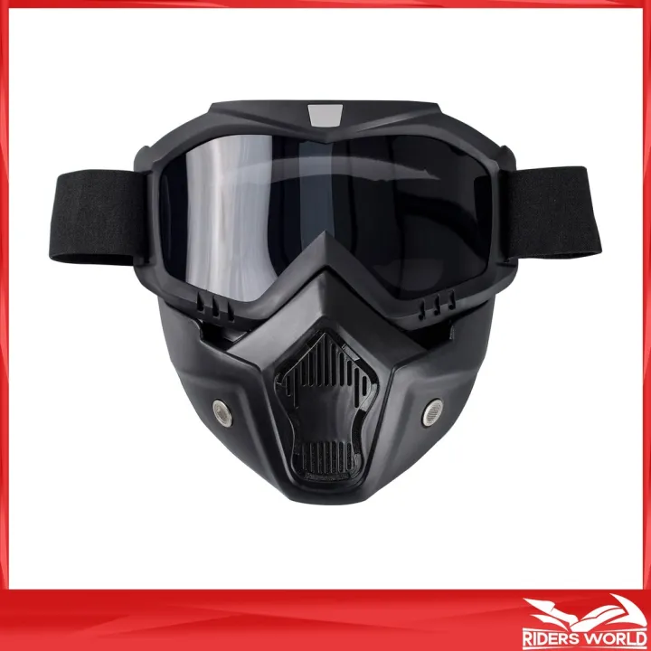 Motorcycle Goggle Mask Detachable Uni Mask with Goggles | Lazada PH