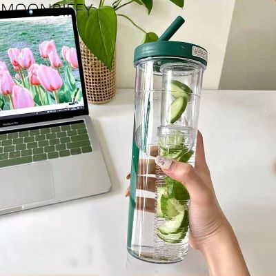 700ML Water Bottle Portable Office Drinkware Outdoor Shaker Built-in Filter Cup Cute Water Fruit Tea Bottle With Foldable Straw