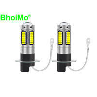 BhoiMo ไฟตัดหมอกรถ H3 LED 2ชิ้นหลอดไฟเดย์ไลท์30SMD สำหรับรถยนต์4014แสงวันขับรถภายนอกหลอดไฟ Lampu Jalan ยานพาหนะสีขาว6000K 12V