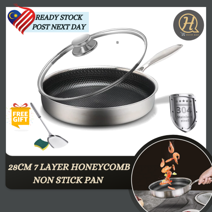 Stainless Steel Honeycomb Nonstick Pan German Frying Pan 28CM 1 Piece 