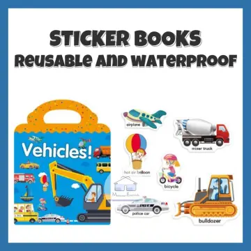 Reusable 3D Puffy Sticker Book for Kids 88 Pcs Waterproof Vehicles Stickers  4 Fold-Out Scenes Game Travel Stickers Educational