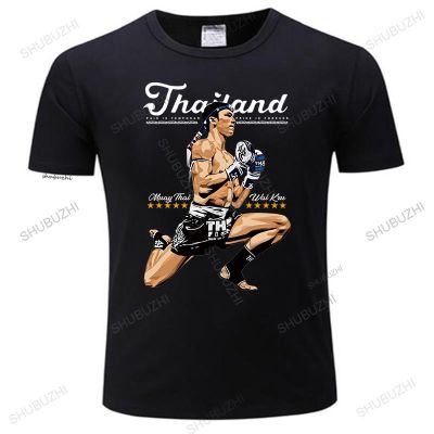 เสื้อยืดลําลอง ผ้าฝ้าย แขนสั้น พิมพ์ลาย Cool Muay Thai Wai Kru THAILAND แฟชั่นฤดูร้อน สําหรับผู้ชายS-5XL