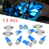 13Pcs Car Blue LED Interior Light Car Atmosphere Lamp Ceiling Lights License Plate Light Auto Door Bulb Car Accessories Interior