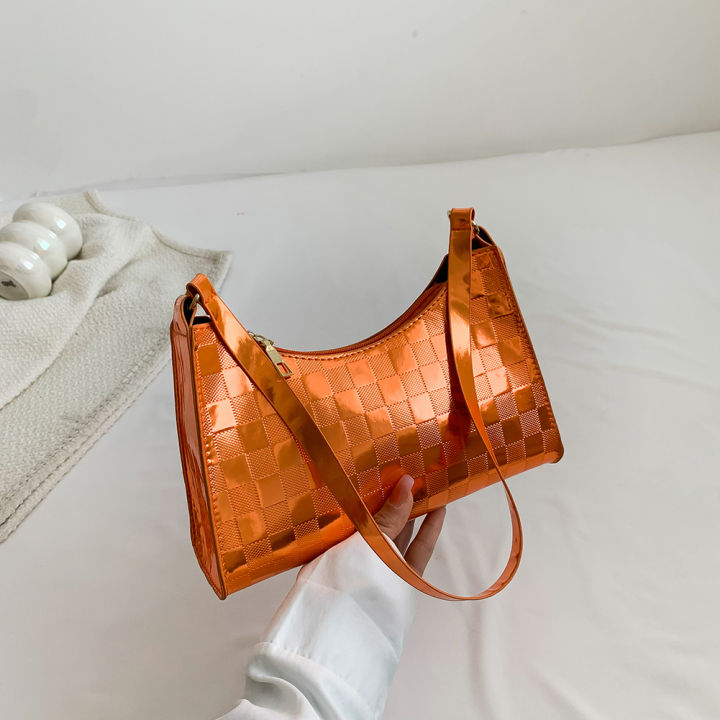 กระเป๋าหิ้วของผู้หญิงหนัง-pu-สำหรับผู้หญิงกระเป๋านักช้อปลายตารางหมากรุกแบบลำลองพกพาประณีตเรียบง่าย