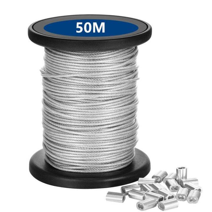 1.5/2/3mm*50m Stainless Steel Wire Rope Resistant Strong Line PVC