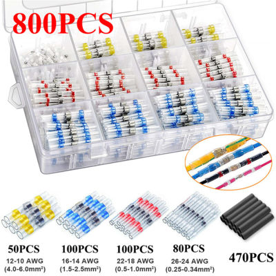 800/300PCS Heat Shrink Connector, Solder Seal Wire Connectors และ Heat Shrink Butt Crimp Connectors ขั้วสายไฟ-iewo9238