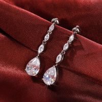 [COD] Cao Shi French marquise-shaped zircon earrings womens pear-shaped drop design of light luxury style high-end bridal