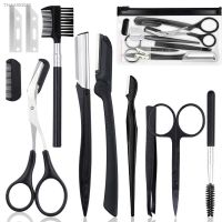 ☈✸ 4/6/8/11Pcs Professional Eyebrow Trimmer Set Scissors Tweezers Eyebrow Scraping Comb Clip Forceps Cosmetic Eyebrows Makeup Tools