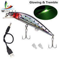 USB ชาร์จเหยื่อตกปลา Minnow ไฟฟ้ากระพริบไฟ LED ลอยเหยื่อ