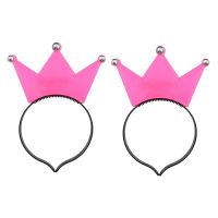 2Pcs LED Flashing Diadem Crown Hair Band Christmas Birthday Party Prince Princess King Decoration Pink