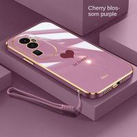 OPPO Reno 10 Pro + Reno10 Pro + Plus 5G เคสโทรศัพท์ลายหัวใจน่ารักมีสไตล์เคสปลอกสายคล้องชุบไฟฟ้ามันวาว