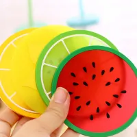 【YYYY spot 2PCS 8.5CM Fruit Shape Silicone Cup Pad Slip Insulation Pad Cup Mat Holder Orange Watermelon Carambola Dragon Fru. Kiwiite