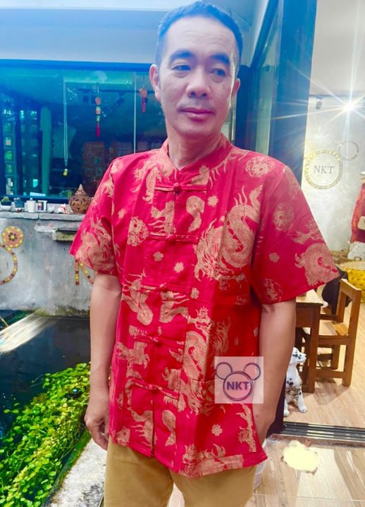 เสื้อคอจีนชาย-ลายมังกรทอง-เทศกาล-ปีใหม่-ตรุษจีน-no-111