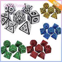 PETIYOUZA ของใหม่ สำหรับ TRPG DND D4 D6 D8 D10 7-Die กลิตเตอร์ ชุดลูกเต๋า อุปกรณ์เสริมเกม สีรุ้ง