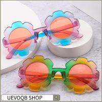 UEVOQB SHOP สีสันสดใส แว่นกันแดดดอกทานตะวันสำหรับเด็ก กรอบกลมๆ ที่บังแดด วินเทจ แว่นตาป้องกันแสงแดด สำหรับเด็กผู้หญิง