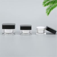 1pc 5g/10/15g/20g/30g Square Transparent Acrylic Black Cover Cosmetic Cream Lotion Sub-Packing Box Cream Bottle Sample Bottle