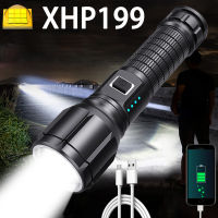 Torch Light ไฟฉายสว่างมากที่สุด XHP199,ไฟฉายชาร์จ USB ได้สว่างมากที่สุดโคมไฟสัมผัส18650พลังงานสูง