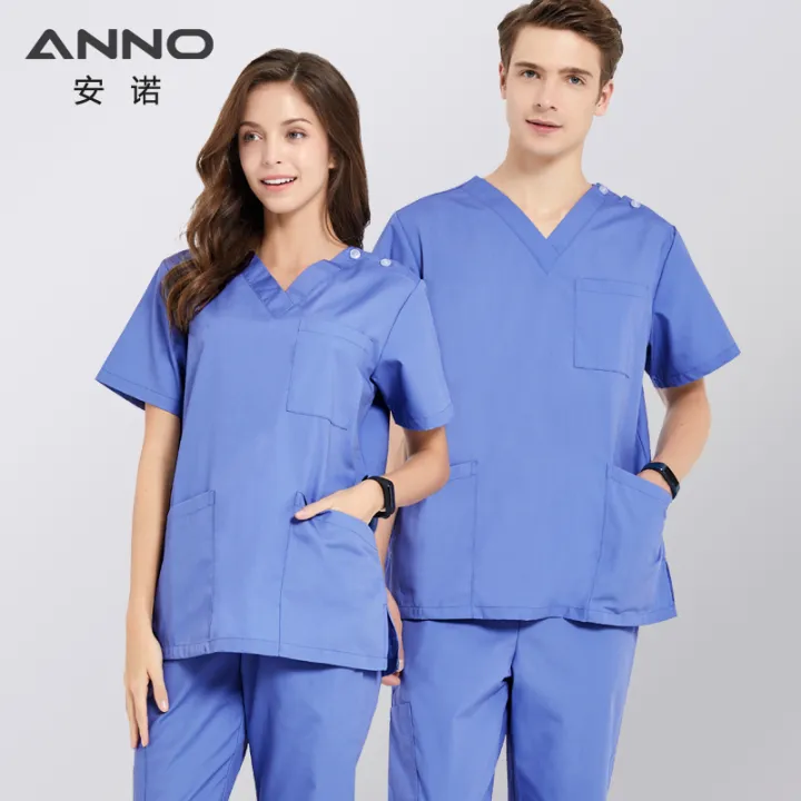 ANNO Blue Medical clotheing Women Men Uniform Clinical Clothes Nursing