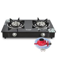 รุ่นขายดี   เตาแก๊สหน้ากระจก 2 หัว หัวเทอร์โบ ไฟแรง รุ่น GL-702B เตาแก๊ส 2 หัว GAS STOVE เตาแก๊สตั้งโต๊ะ กระจกนิรภัย (รับประกัน1ปี)