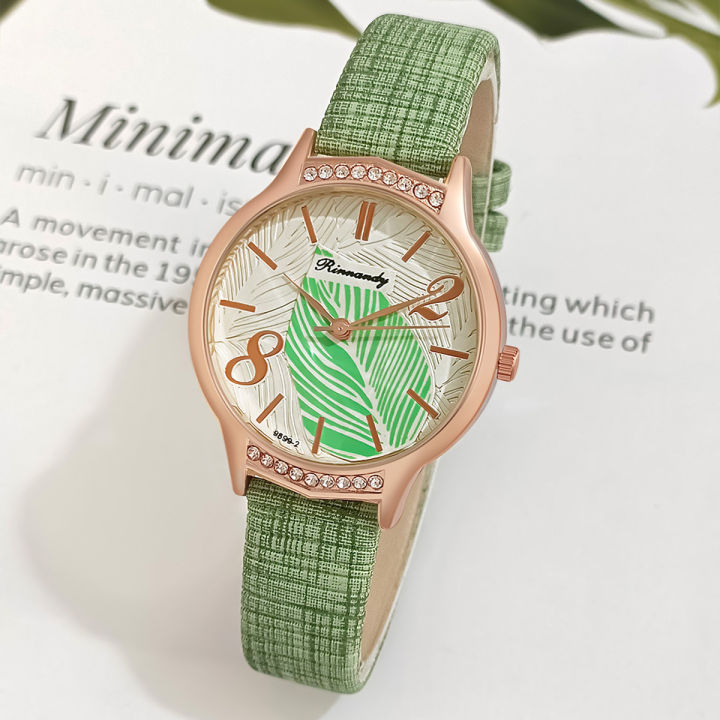หน้าปัดแฟชั่นเทรนด์นาฬิกาผู้หญิงลายไม้สร้างสรรค์สายรัดเป็นของขวัญสำหรับสุภาพสตรี