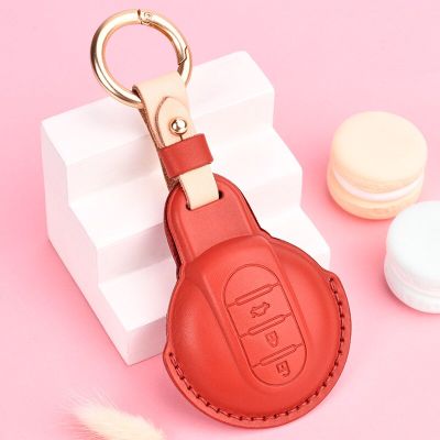 Leather Car Key Cover Keyring Case for BMW Mini Cooper Countryman F54 Clubman F55 F56 F57 F60 Remote Keychain Holder Shell Bag