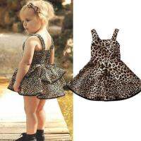 【Ladies shop】เด็กวัยหัดเดิน BabyLeopardClothes พิมพ์เน็คไทแขนกุด