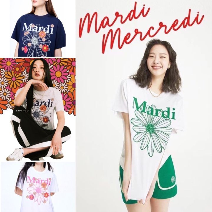 mardi-mercredi-crop-top-เสื้อยืดสุดฮิต-พิมพ์ลายดอกไม้-แบรนด์ตามเกาหลี-กำลังฮิตสุดๆลายน่ารักมากๆ