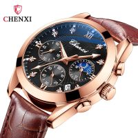 CHENXI Chenxi multi-functional three-eye six-needle sports watch star moon phase mens luminous waterproof quartz watch 【QYUE】