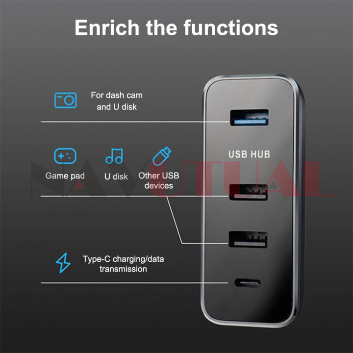 navutual-ถุงมือกล่องสถานีเชื่อมต่อสำหรับเทสลารุ่น3-y-ด่วนชาร์จอย่างรวดเร็ว3-usb-1ประเภท-c-shunt-hub-อะแดปเตอร์ขยาย-s-plitter