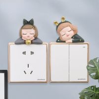 Lovely Girl Statue Switch Sticker Home Decoration Aaccessories Aesthetic Waterproof Stickers Light Switch Cover Room Wall Decor Wall Stickers Decals