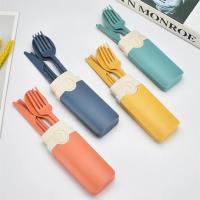 4pcs Tableware Set Portable Cutlery Set Dinnerware Set Wheat Straw Fiber Knife Fork Spoon Chopstick Travel Flatware With Box Flatware Sets