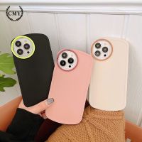 【คุณภาพสูง】Iphone case Big round hole camera curve monochrome Anti-fall tpu soft Case For iPhone 11 Pro Max X Xr Xs Max 7 8 Plus Se 2020 12 pro max 12 mini 13 pro max 13 mini