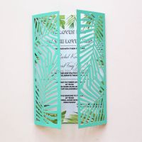 HOT tropical Cut Wedding Invitationpalm tree style invitations personalized printed folded cards