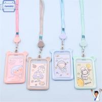 HAMIDAHY 1PC การ์ตูนหมี เอกลักษณ์เฉพาะตัว สายคล้องม้วนเก็บได้ เคสคลุมบัตรเครดิต ซองใส่บัตรรถเมล์ ที่ใส่บัตร ซองใส่บัตรประชาชน