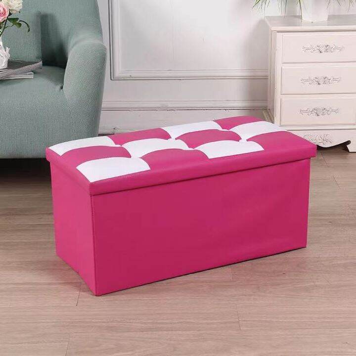 Leather Folding Storage Sofa Cube Seat Foot Stools Box Laundry Storage Organizer Lazada PH