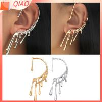 QIAO 2pcs โลหะผสมอัลลอยด์ ต่างหูรูปดอกไม้ หยดน้ำแบบหยด เดี่ยวเดี่ยวๆ คลิปหนีบหู เรโทร เครื่องประดับอัญมณีอัญมณี ต่างหูข้อมือแบบพิเศษ สำหรับผู้หญิง