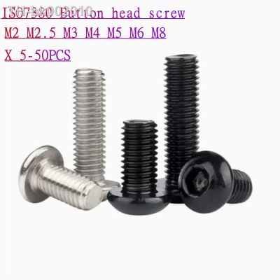 ☃❦ஐ 5-50PCS iso7380 M2 M2.5 M3 M4 M5 M6 M8 304 A2-70 Stainless steel Grade10.9 black Allen hex socket button head screw