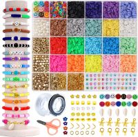 Polymer Clay Beads for Bracelets Making Aesthetic Kit with Smiley Face and Letters for DIY Jewelry Crafts Beads