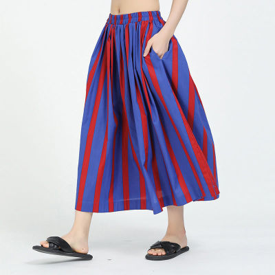 XITAO Skirt Fashion Women Striped Pocket Skirt