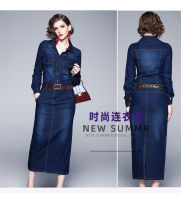 2021 Robe Jeans Dress Women Button Pocket Rivet Vintage Casual Long Denim Dresses Ladies Slim Bodycon Dress Robe Femme