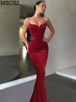 ZZOOI Red Velvet Evening Dresses Long Luxury 2022 Spaghetti Strap Backless Mermaid Maxi Party Dresses Black Prom Gown