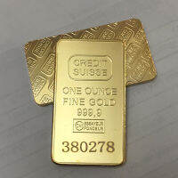 3 pcs Non Magnetic Credit Badge Bullion Bar 1 OZ Real Gold Plated Ingot Suisse Badge เหรียญที่แตกต่างกัน Serial Number-vn4958570