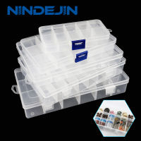 NINDEJIN กล่องพลาสติก10-24กริดกล่องเครื่องประดับเป็นมิตรกับสิ่งแวดล้อมโปร่งใส PP Jewellry กล่องใส่สกรูสำหรับเม็ด Key เก็บเหรียญ