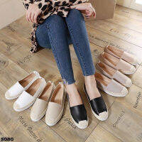 ?น่าซื้อ รองเท้าผ้าใบ สไตล์ Espadrilles หนังPUเกรดพรีเมี่ยมสัมผัสนิ่มสีละมุนมาก D631116 ราคาถูก รองเท้าผ้าใบ แฟชั่น