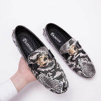 Big Size Men Loafers Leather Moccasin Snake Skin Style Footwear Slip On Flat Driving Boat Shoes Classical Male Gommino Zapatos